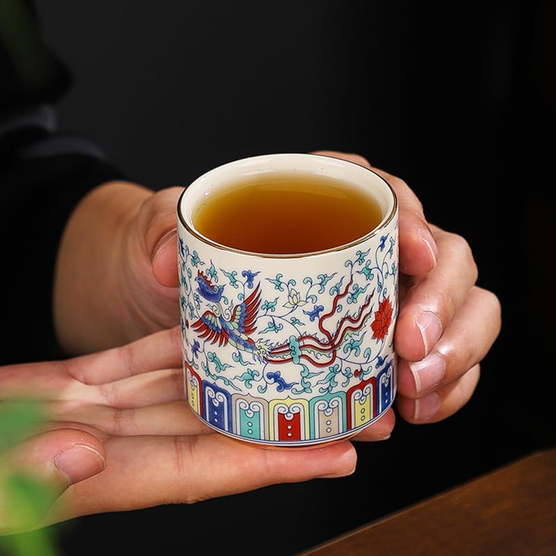 Porcelain Tea Set with Teapot and 6 Cups, Chinese Style Tea Service Set with Gift Box and Serving Tray